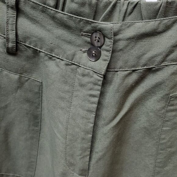 Contact Women’s Capri Rami- Rayon Blend M Army Green Wide Leg Minimalist Neutral - Picture 4 of 16